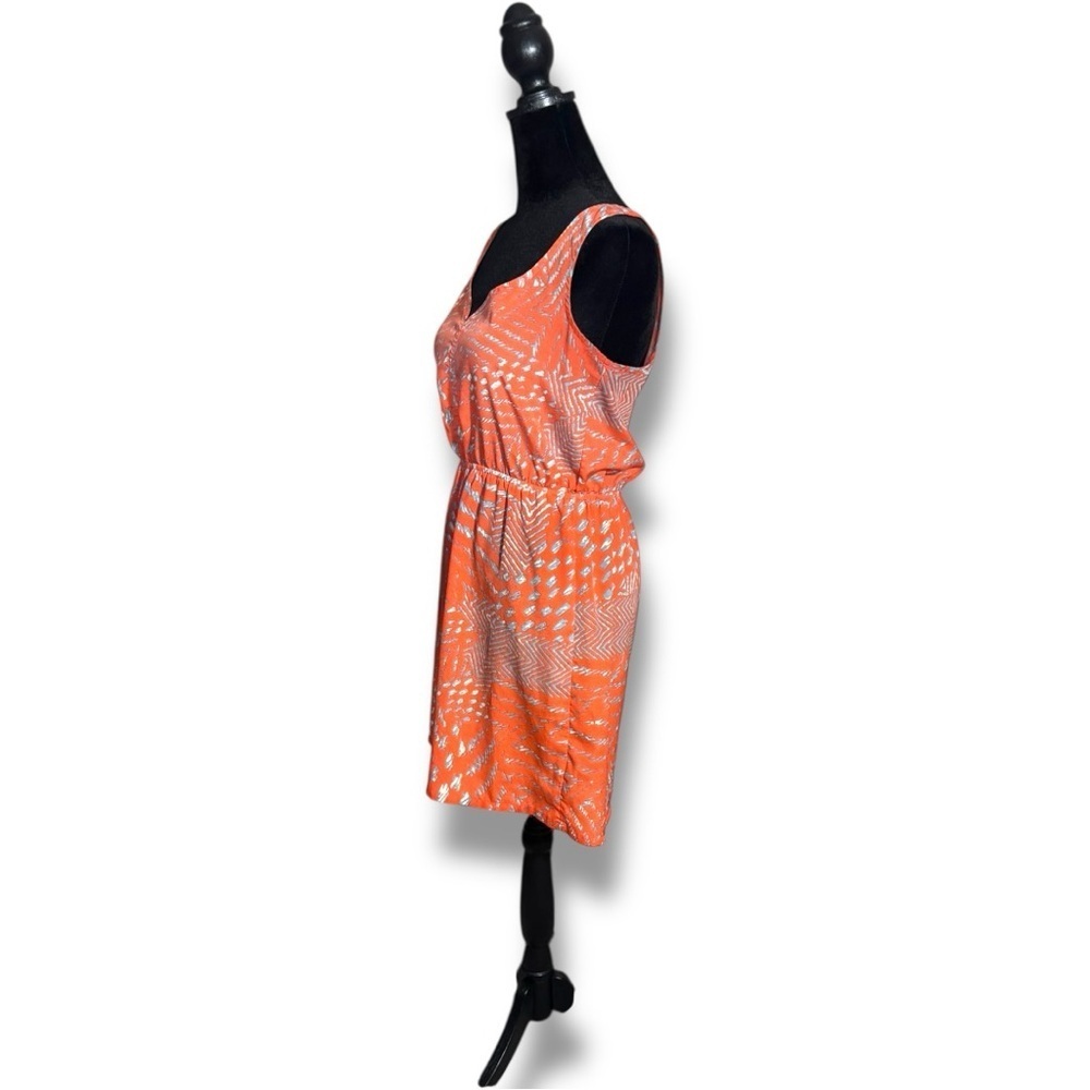 Forever 21 Orange/White and Gray Patterned Sweatheart Neck Sleveless Mini Dress - Picture 3 of 16